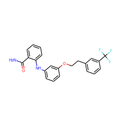 NC(=O)c1ccccc1Nc1cccc(OCCc2cccc(C(F)(F)F)c2)c1 ZINC000095574803