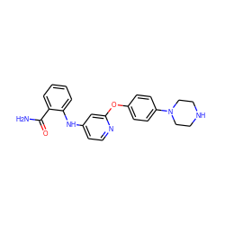 NC(=O)c1ccccc1Nc1ccnc(Oc2ccc(N3CCNCC3)cc2)c1 ZINC000073168737