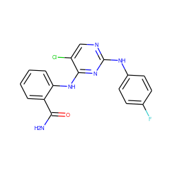 NC(=O)c1ccccc1Nc1nc(Nc2ccc(F)cc2)ncc1Cl ZINC000169320897