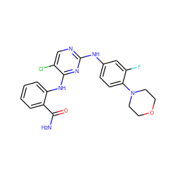 NC(=O)c1ccccc1Nc1nc(Nc2ccc(N3CCOCC3)c(F)c2)ncc1Cl ZINC000169322409