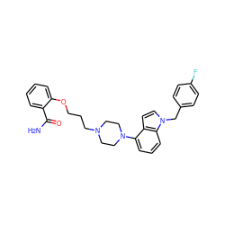 NC(=O)c1ccccc1OCCCN1CCN(c2cccc3c2ccn3Cc2ccc(F)cc2)CC1 ZINC000148653946