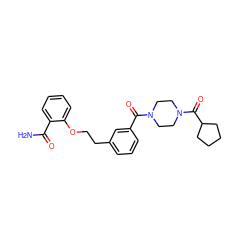 NC(=O)c1ccccc1OCCc1cccc(C(=O)N2CCN(C(=O)C3CCCC3)CC2)c1 ZINC000040414194