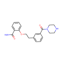 NC(=O)c1ccccc1OCCc1cccc(C(=O)N2CCNCC2)c1 ZINC000040933140