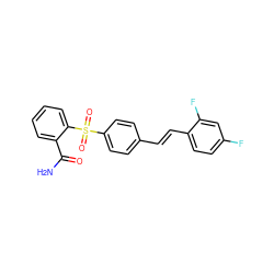 NC(=O)c1ccccc1S(=O)(=O)c1ccc(/C=C/c2ccc(F)cc2F)cc1 ZINC000049036141