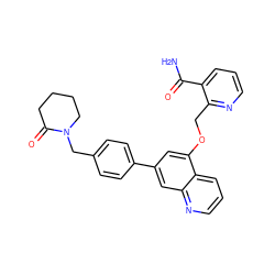 NC(=O)c1cccnc1COc1cc(-c2ccc(CN3CCCCC3=O)cc2)cc2ncccc12 ZINC000147852437