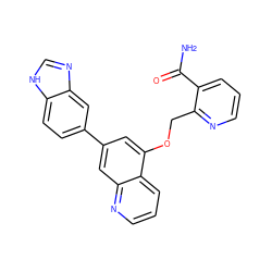 NC(=O)c1cccnc1COc1cc(-c2ccc3[nH]cnc3c2)cc2ncccc12 ZINC000147813068