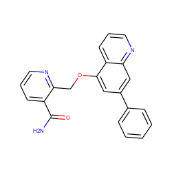 NC(=O)c1cccnc1COc1cc(-c2ccccc2)cc2ncccc12 ZINC000147855391