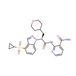 NC(=O)c1cccnc1NC(=O)[C@H](CC1CCOCC1)n1ncc2c(S(=O)(=O)C3CC3)cccc21 ZINC001772644361