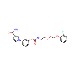 NC(=O)c1ccn(-c2cccc(OC(=O)NCCOCCOc3ccccc3F)c2)c1 ZINC000095554301