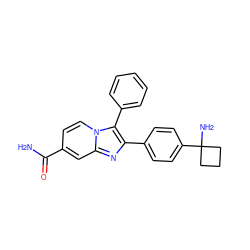 NC(=O)c1ccn2c(-c3ccccc3)c(-c3ccc(C4(N)CCC4)cc3)nc2c1 ZINC000084709011