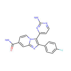 NC(=O)c1ccn2c(-c3ccnc(N)n3)c(-c3ccc(F)cc3)nc2c1 ZINC000040424194