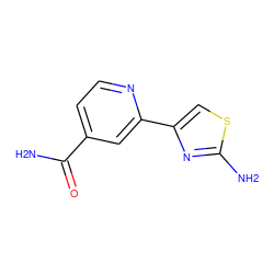 NC(=O)c1ccnc(-c2csc(N)n2)c1 ZINC000263621254