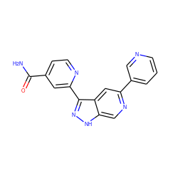 NC(=O)c1ccnc(-c2n[nH]c3cnc(-c4cccnc4)cc23)c1 ZINC000205262597