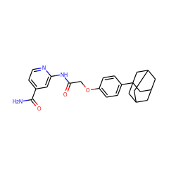 NC(=O)c1ccnc(NC(=O)COc2ccc(C34CC5CC(CC(C5)C3)C4)cc2)c1 ZINC000028954730