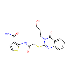 NC(=O)c1ccsc1NC(=O)CSc1nc2ccccc2c(=O)n1CCCO ZINC000003455026