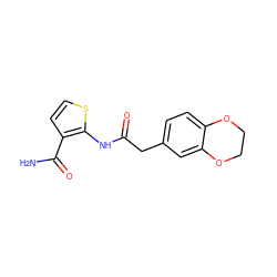 NC(=O)c1ccsc1NC(=O)Cc1ccc2c(c1)OCCO2 ZINC000071315814