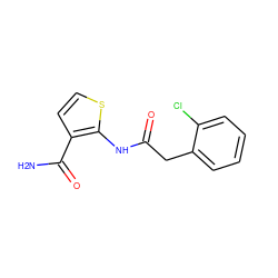 NC(=O)c1ccsc1NC(=O)Cc1ccccc1Cl ZINC000001055334