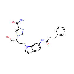 NC(=O)c1cn([C@@H](CO)CCn2ccc3ccc(NC(=O)CCc4ccccc4)cc32)cn1 ZINC000012153009