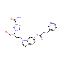 NC(=O)c1cn([C@@H](CO)CCn2ccc3ccc(NC(=O)CCc4cccnc4)cc32)cn1 ZINC000013580959