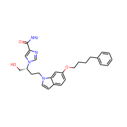 NC(=O)c1cn([C@@H](CO)CCn2ccc3ccc(OCCCCc4ccccc4)cc32)cn1 ZINC000013580963