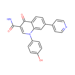 NC(=O)c1cn(-c2ccc(O)cc2)c2cc(-c3ccncc3)ccc2c1=O ZINC000027311461