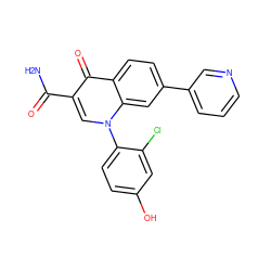 NC(=O)c1cn(-c2ccc(O)cc2Cl)c2cc(-c3cccnc3)ccc2c1=O ZINC000027309322