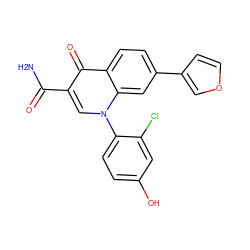 NC(=O)c1cn(-c2ccc(O)cc2Cl)c2cc(-c3ccoc3)ccc2c1=O ZINC000027309156