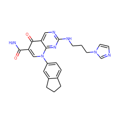 NC(=O)c1cn(-c2ccc3c(c2)CCC3)c2nc(NCCCn3ccnc3)ncc2c1=O ZINC000029126037