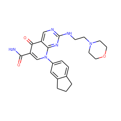 NC(=O)c1cn(-c2ccc3c(c2)CCC3)c2nc(NCCN3CCOCC3)ncc2c1=O ZINC000029126079