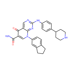 NC(=O)c1cn(-c2ccc3c(c2)CCC3)c2nc(Nc3ccc(C4CCNCC4)cc3)ncc2c1=O ZINC000029125467