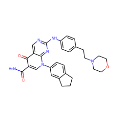 NC(=O)c1cn(-c2ccc3c(c2)CCC3)c2nc(Nc3ccc(CCN4CCOCC4)cc3)ncc2c1=O ZINC000029125424