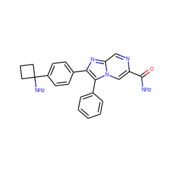 NC(=O)c1cn2c(-c3ccccc3)c(-c3ccc(C4(N)CCC4)cc3)nc2cn1 ZINC000205128999