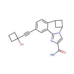 NC(=O)c1cn2c(n1)-c1cc(C#CC3(O)CCC3)ccc1C1CC2C1 ZINC000219546005