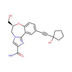 NC(=O)c1cn2c(n1)-c1cc(C#CC3(O)CCCC3)ccc1O[C@H](CO)C2 ZINC000219439333