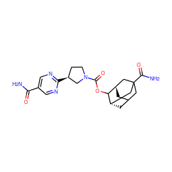 NC(=O)c1cnc([C@H]2CCN(C(=O)OC3[C@H]4CC5C[C@H]3CC(C(N)=O)(C5)C4)C2)nc1 ZINC001772623280