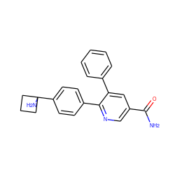 NC(=O)c1cnc(-c2ccc(C3(N)CCC3)cc2)c(-c2ccccc2)c1 ZINC000084705544