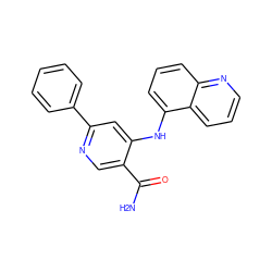 NC(=O)c1cnc(-c2ccccc2)cc1Nc1cccc2ncccc12 ZINC001772628993