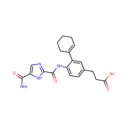 NC(=O)c1cnc(C(=O)Nc2ccc(CCC(=O)O)cc2C2=CCCCC2)[nH]1 ZINC000146892027