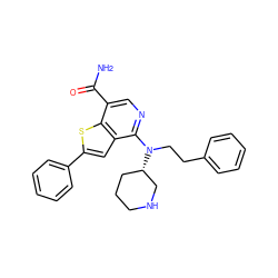 NC(=O)c1cnc(N(CCc2ccccc2)[C@H]2CCCNC2)c2cc(-c3ccccc3)sc12 ZINC000169021194