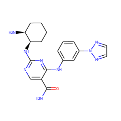 NC(=O)c1cnc(N[C@@H]2CCCC[C@@H]2N)nc1Nc1cccc(-n2nccn2)c1 ZINC000095572830