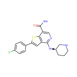 NC(=O)c1cnc(N[C@@H]2CCCNC2)c2cc(-c3ccc(Cl)cc3)sc12 ZINC000064573109