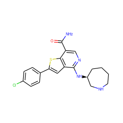 NC(=O)c1cnc(N[C@H]2CCCCNC2)c2cc(-c3ccc(Cl)cc3)sc12 ZINC000064573201