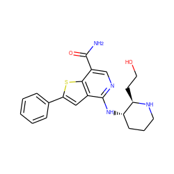 NC(=O)c1cnc(N[C@H]2CCCN[C@@H]2CCO)c2cc(-c3ccccc3)sc12 ZINC000168844184