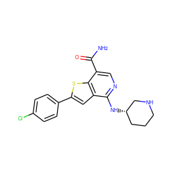 NC(=O)c1cnc(N[C@H]2CCCNC2)c2cc(-c3ccc(Cl)cc3)sc12 ZINC000043132585