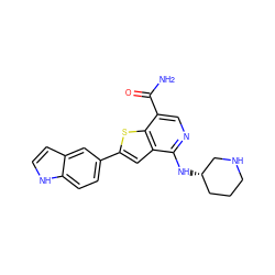 NC(=O)c1cnc(N[C@H]2CCCNC2)c2cc(-c3ccc4[nH]ccc4c3)sc12 ZINC000064559333