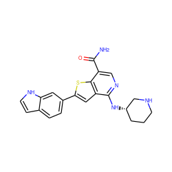 NC(=O)c1cnc(N[C@H]2CCCNC2)c2cc(-c3ccc4cc[nH]c4c3)sc12 ZINC000064559487