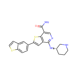 NC(=O)c1cnc(N[C@H]2CCCNC2)c2cc(-c3ccc4sccc4c3)sc12 ZINC000064559530