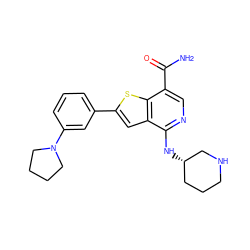 NC(=O)c1cnc(N[C@H]2CCCNC2)c2cc(-c3cccc(N4CCCC4)c3)sc12 ZINC000064560556