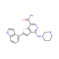 NC(=O)c1cnc(N[C@H]2CCCNC2)c2cc(-c3cccc4[nH]ccc34)sc12 ZINC000064549841