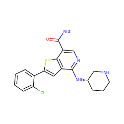 NC(=O)c1cnc(N[C@H]2CCCNC2)c2cc(-c3ccccc3Cl)sc12 ZINC000064549840